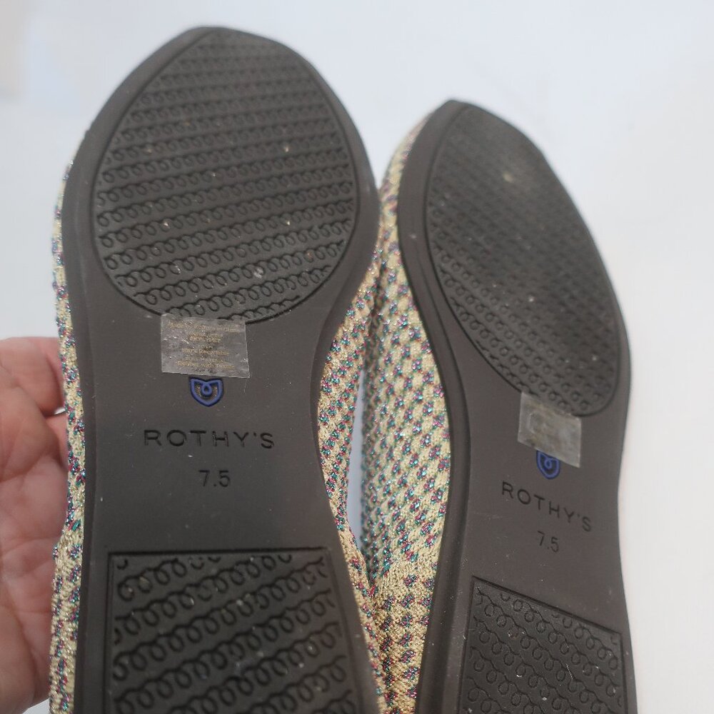 Like New Womens Rothy's Multi Gold Metallic Textile Ballet The Flat Shoes 7.5 CO - Picture 9 of 12